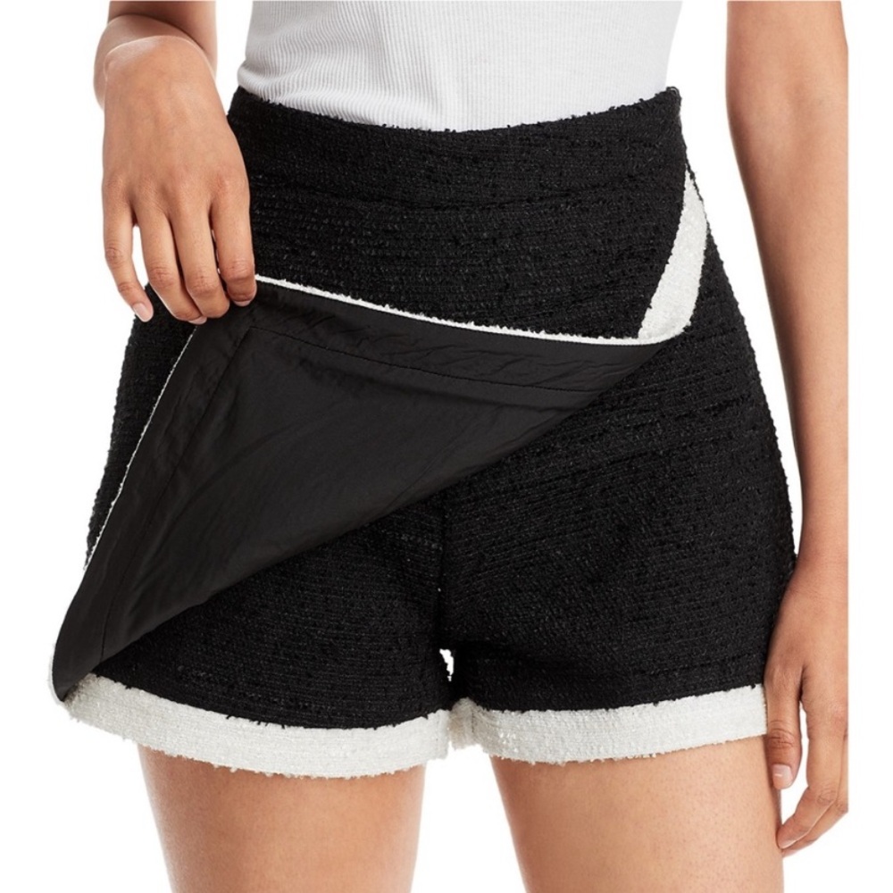 Aqua Black Bouclé Mini Skort with White Trim